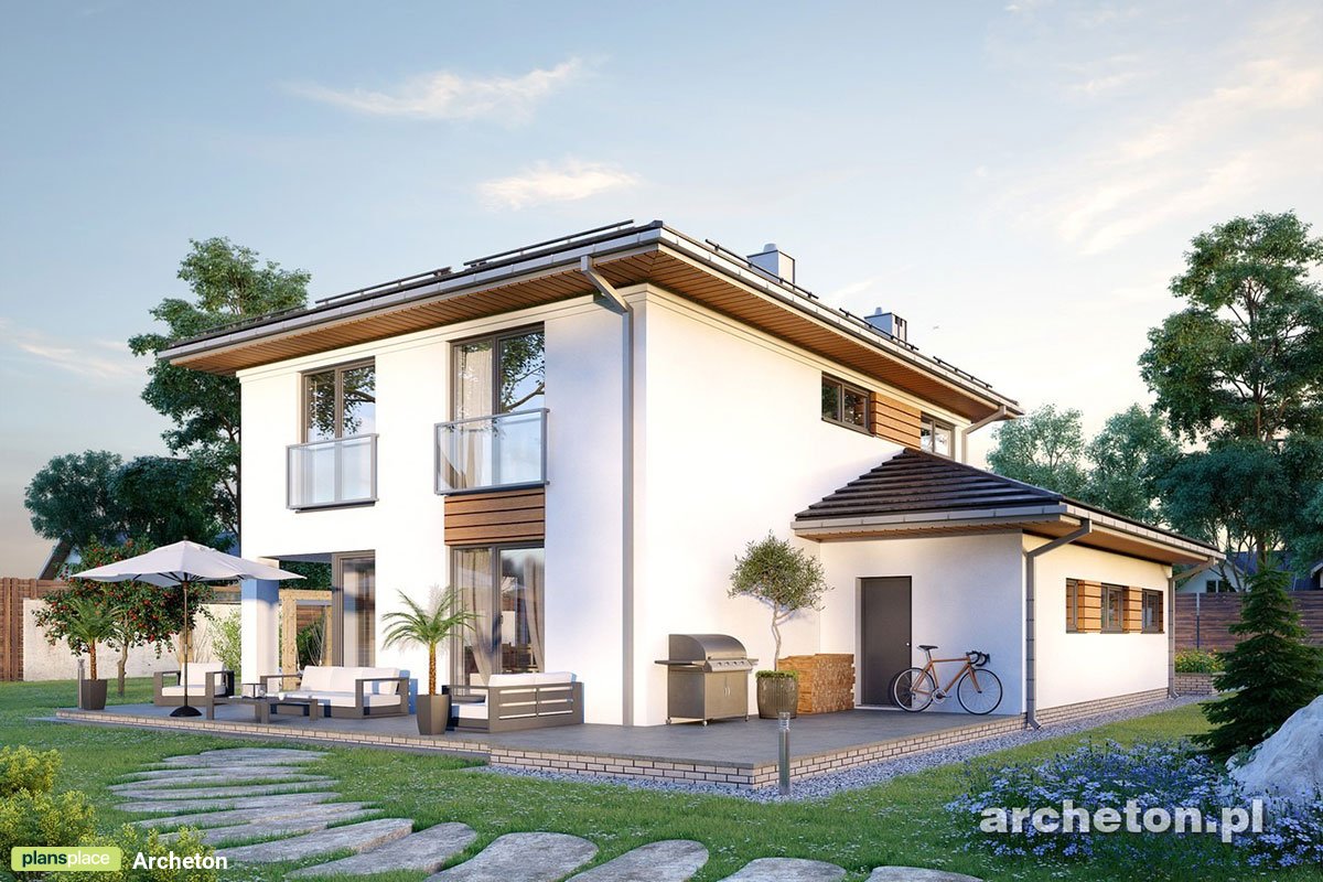 2-Story House Plan with Garage Extension Forward and Hip Roof