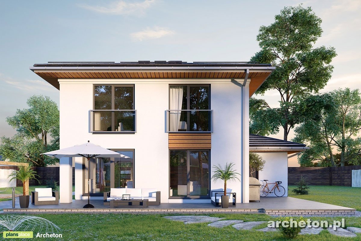 2-Story House Plan with Garage Extension Forward and Hip Roof