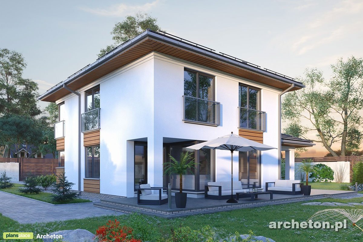 2-Story House Plan with Garage Extension Forward and Hip Roof