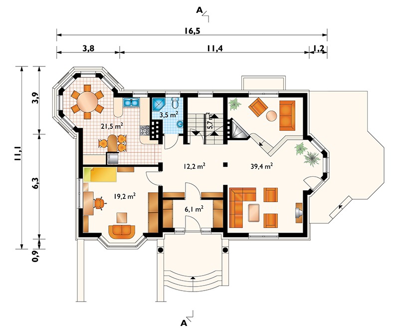 European Home Plan with Basement Garage and Dormers