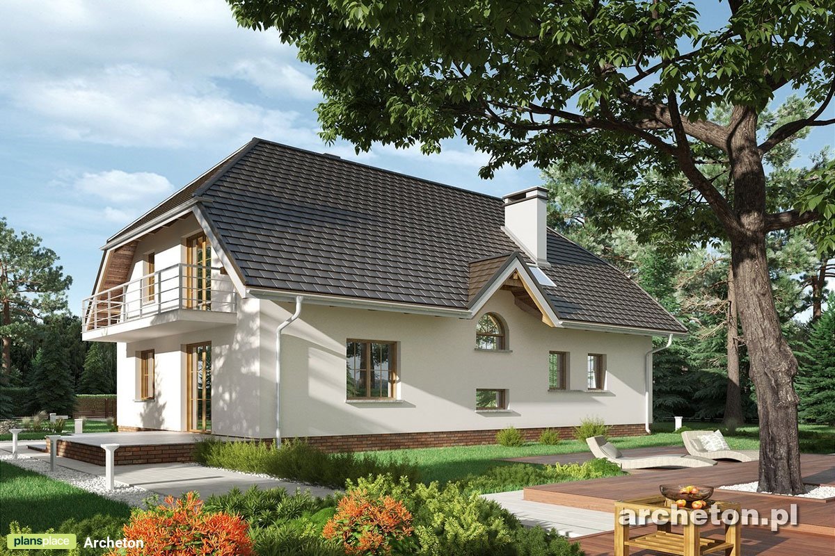 Traditional House Plan with Gambrel Roof and 1-Car Garage