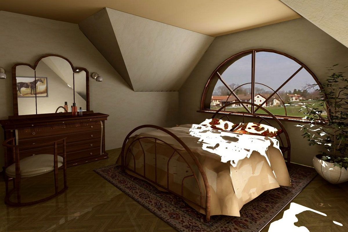 Traditional House Plan with Gambrel Roof and 1-Car Garage