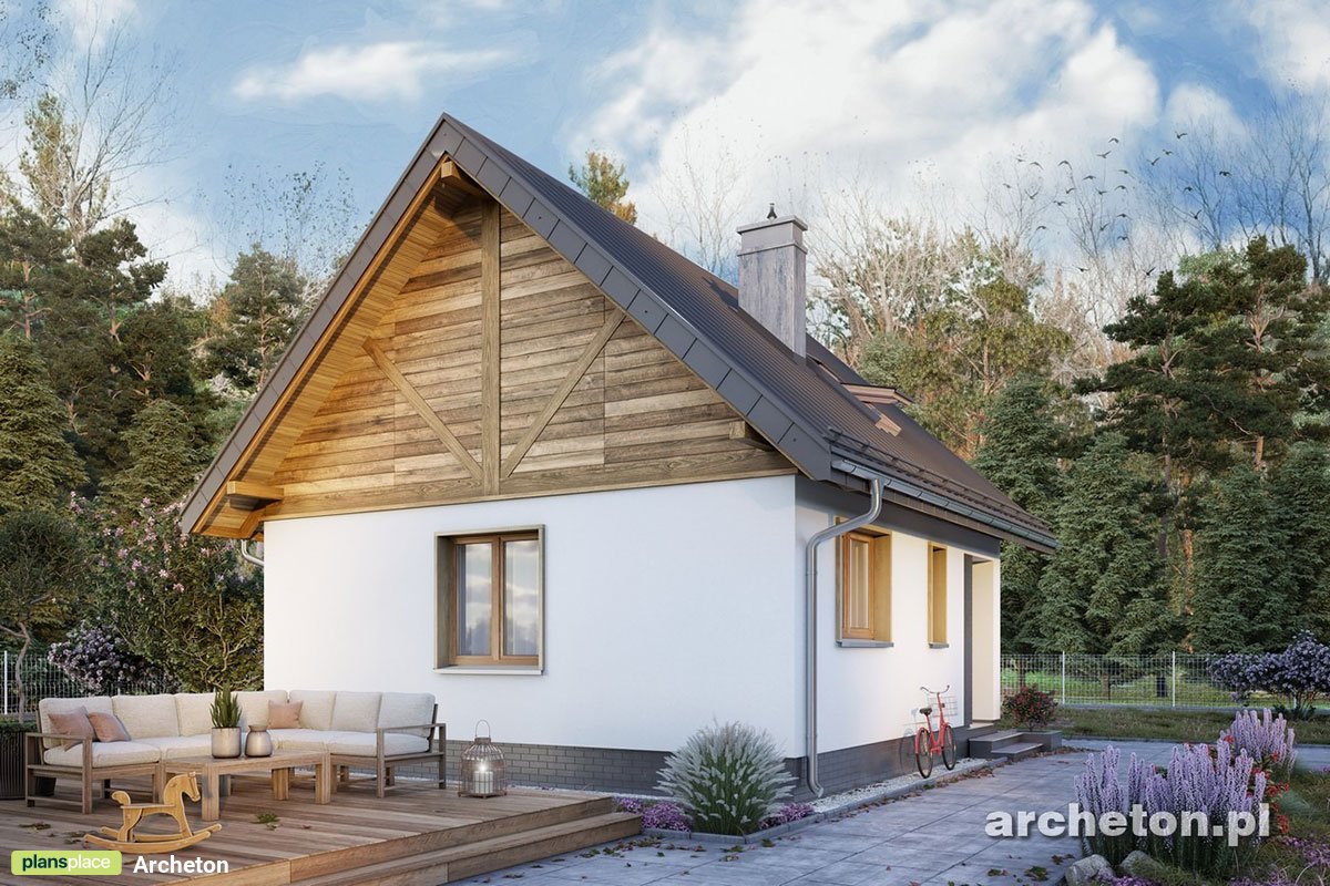 400 Sq Ft Tiny House Plan with 1 Bed and Gable Roof