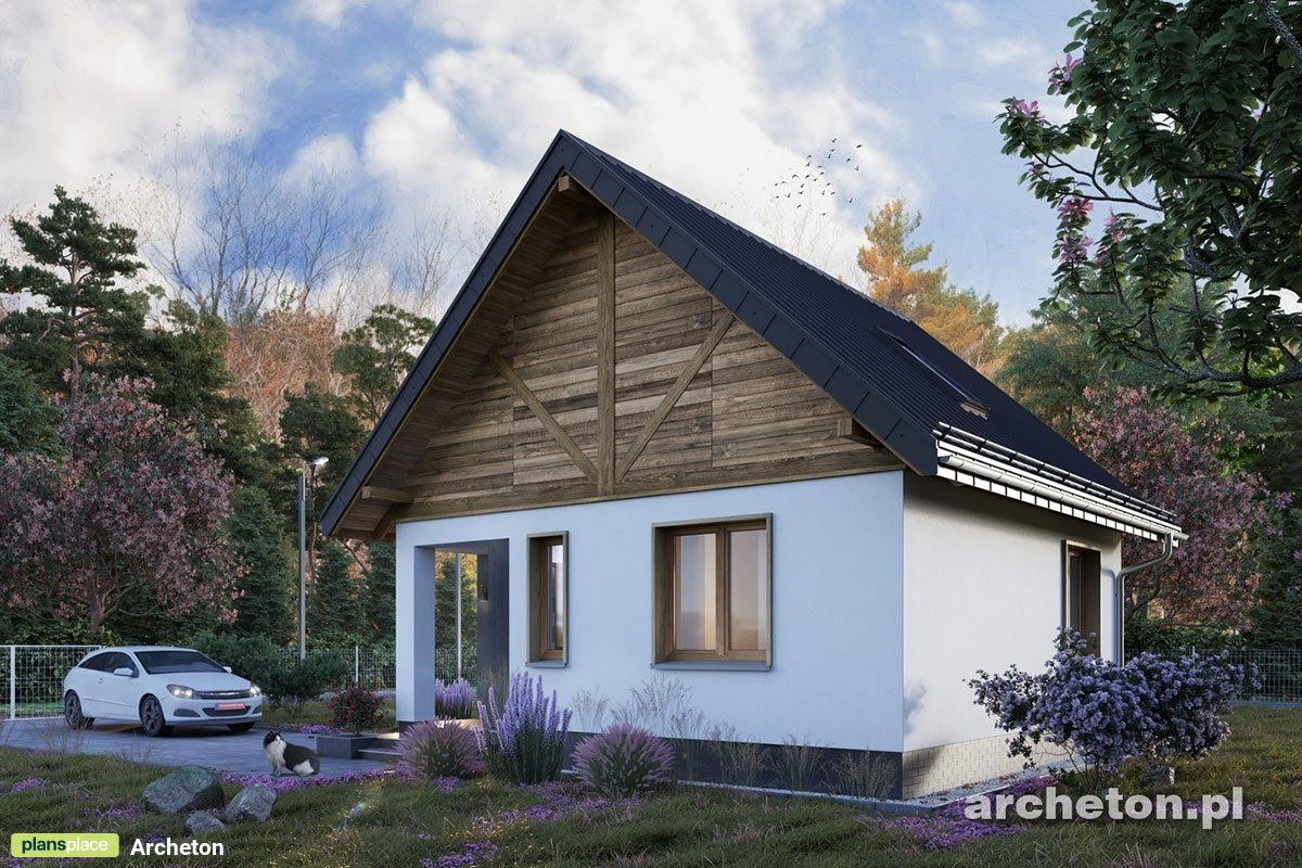 400 Sq Ft Tiny House Plan with 1 Bed and Gable Roof