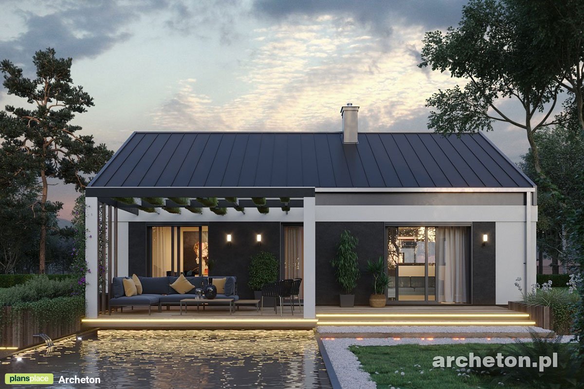 House Plan with Floor-to-Ceiling Windows and Full Rear Porch