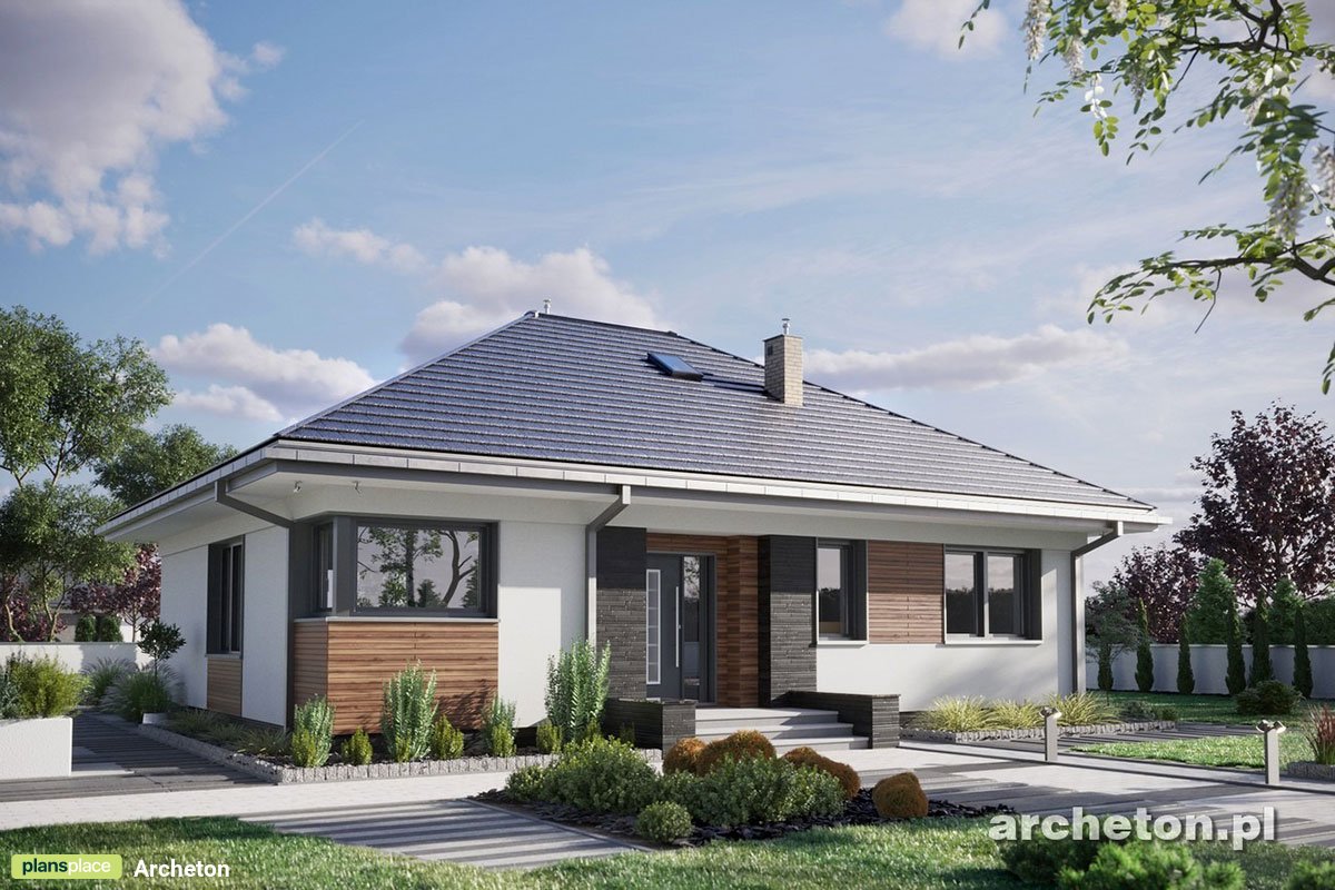 1-Story European Hip Roof House Plan with 3 Bedrooms