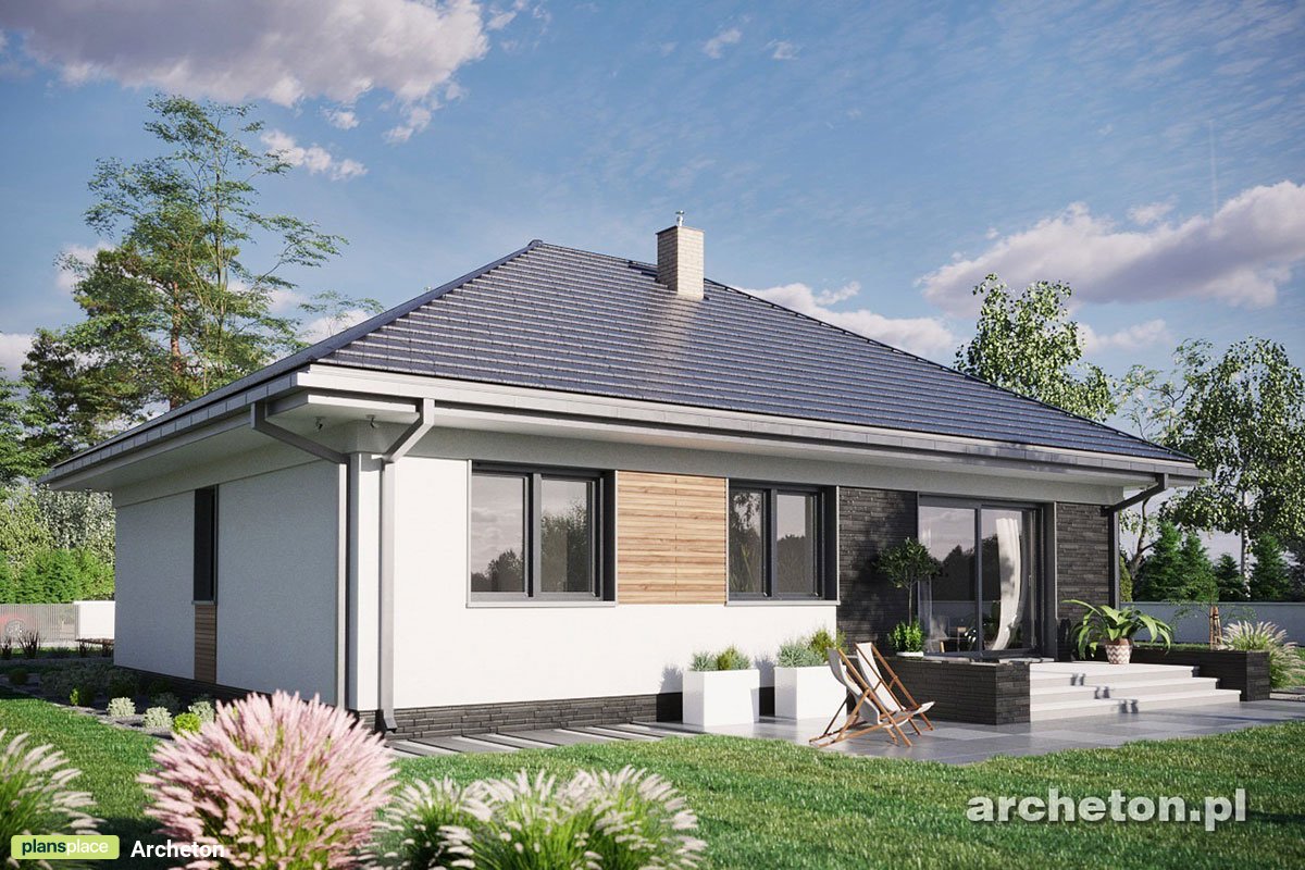 1-Story European Hip Roof House Plan with 3 Bedrooms