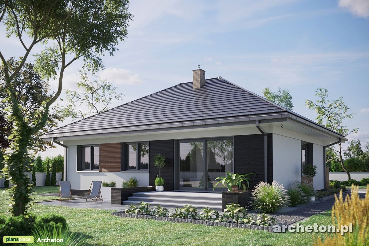 1-Story European Hip Roof House Plan with 3 Bedrooms