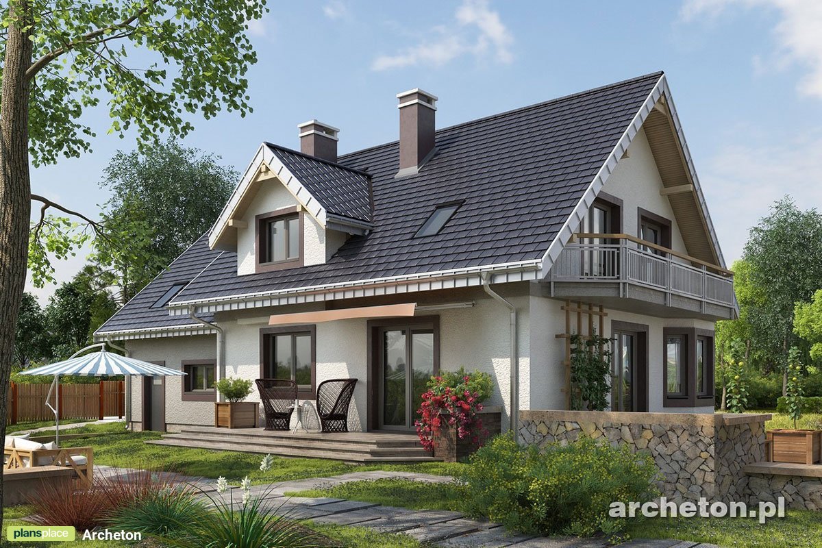 Mājas projekts ar mansardu 230 m²: 5 Guļamistabas, 3 Vannasistabas, Garāža