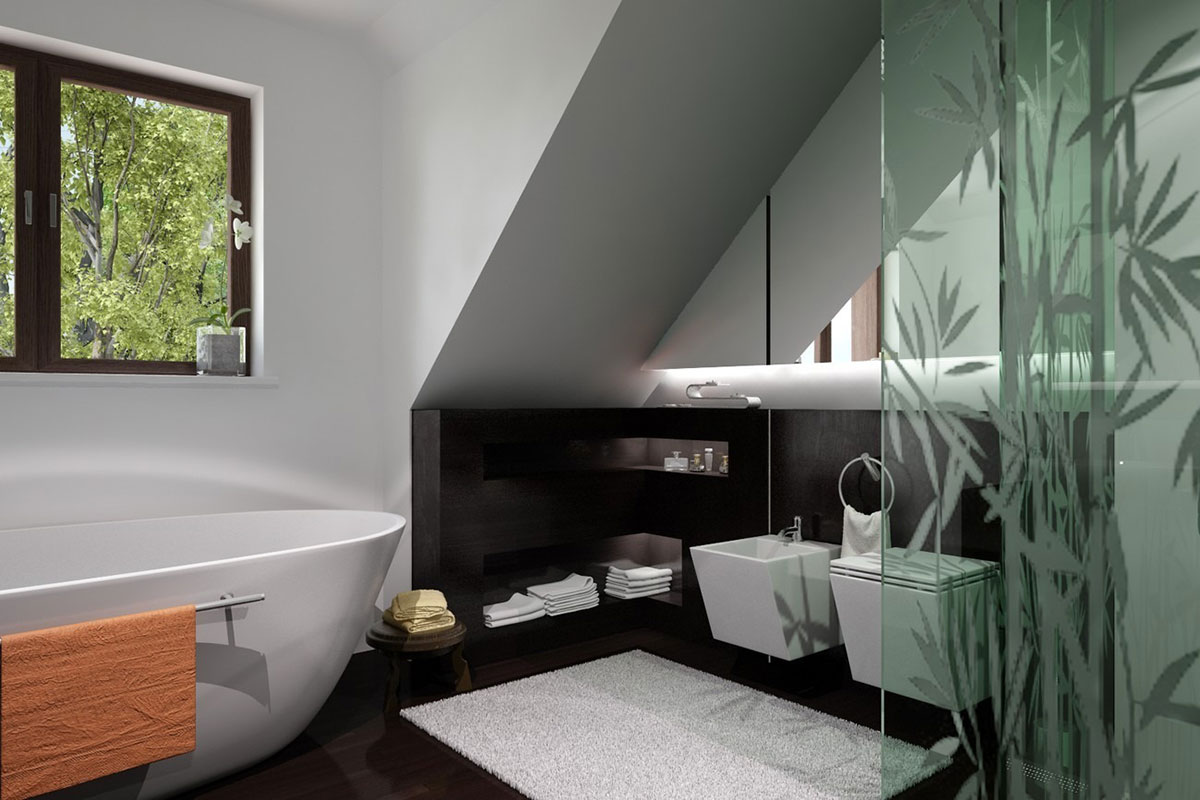 Mājas projekts ar mansardu 230 m²: 5 Guļamistabas, 3 Vannasistabas, Garāža