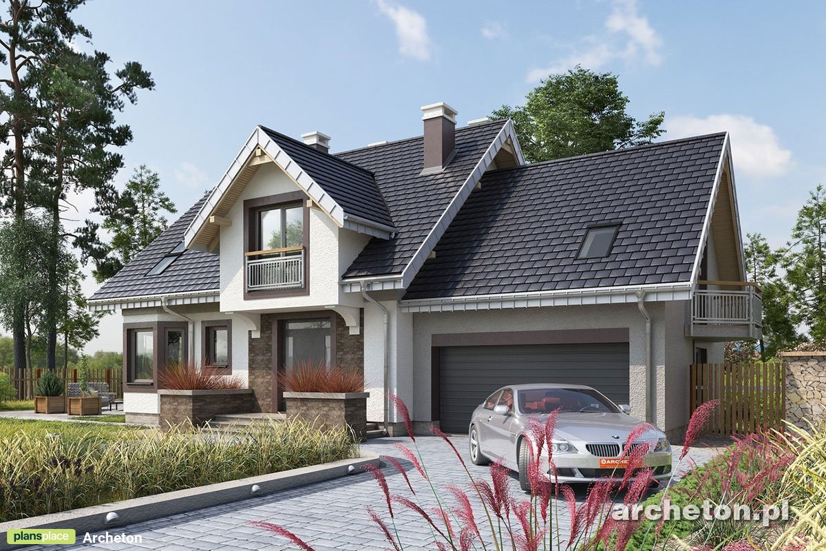 Mājas projekts ar mansardu 230 m²: 5 Guļamistabas, 3 Vannasistabas, Garāža