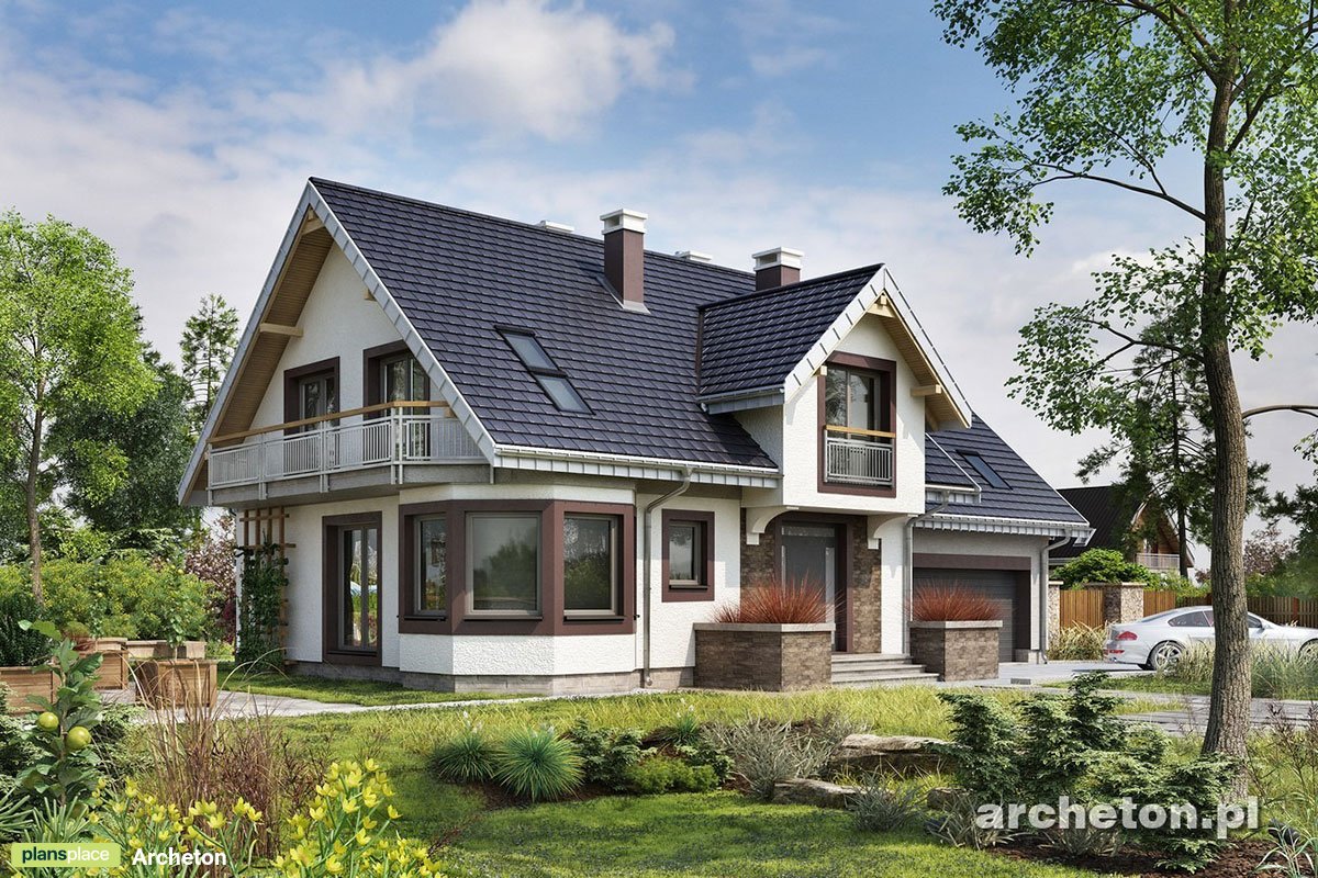 Mājas projekts ar mansardu 230 m²: 5 Guļamistabas, 3 Vannasistabas, Garāža