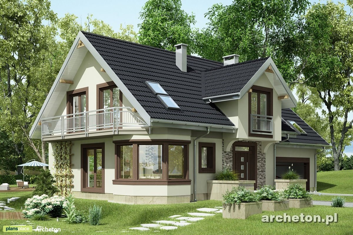 Mājas projekts ar mansardu 230 m²: 5 Guļamistabas, 3 Vannasistabas, Garāža