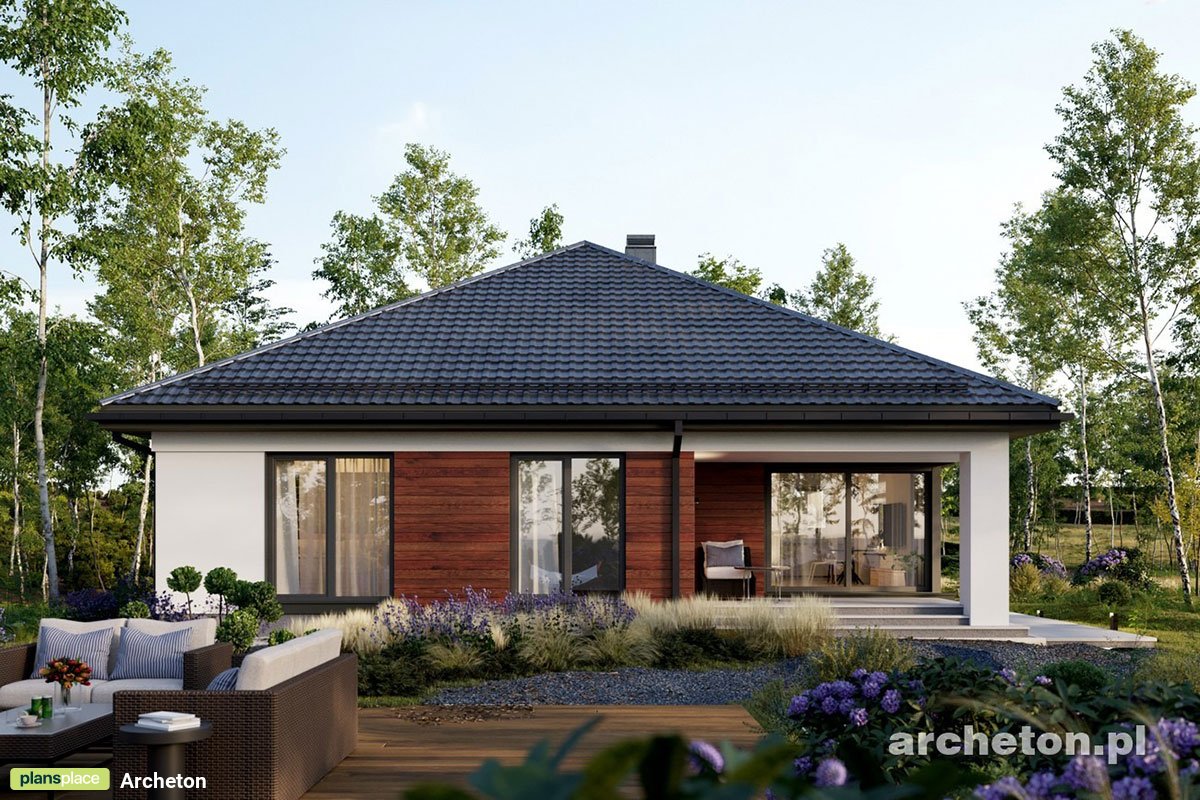 Vienstāva mājas projekts 138 m²: 3 Guļamistabas, Darba istaba, 2 Vannasistabas, Atvērta virtuve, Garāža