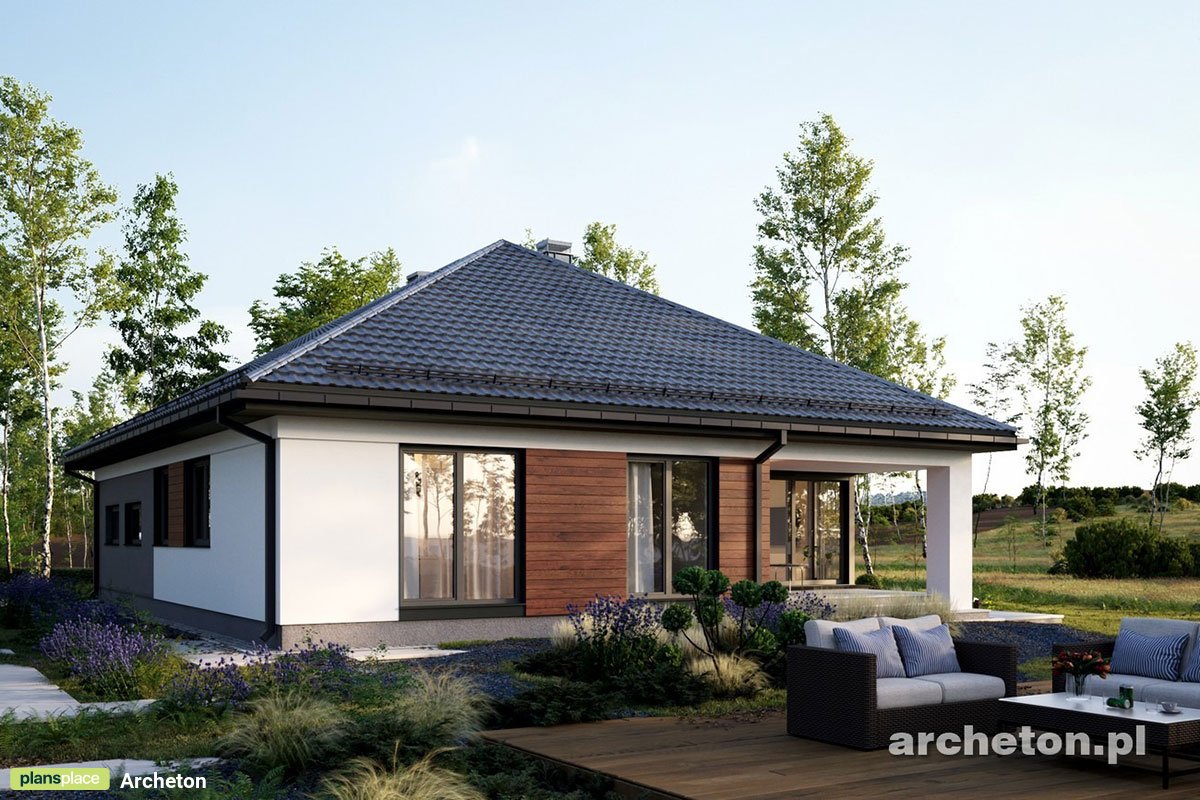 Vienstāva mājas projekts 138 m²: 3 Guļamistabas, Darba istaba, 2 Vannasistabas, Atvērta virtuve, Garāža
