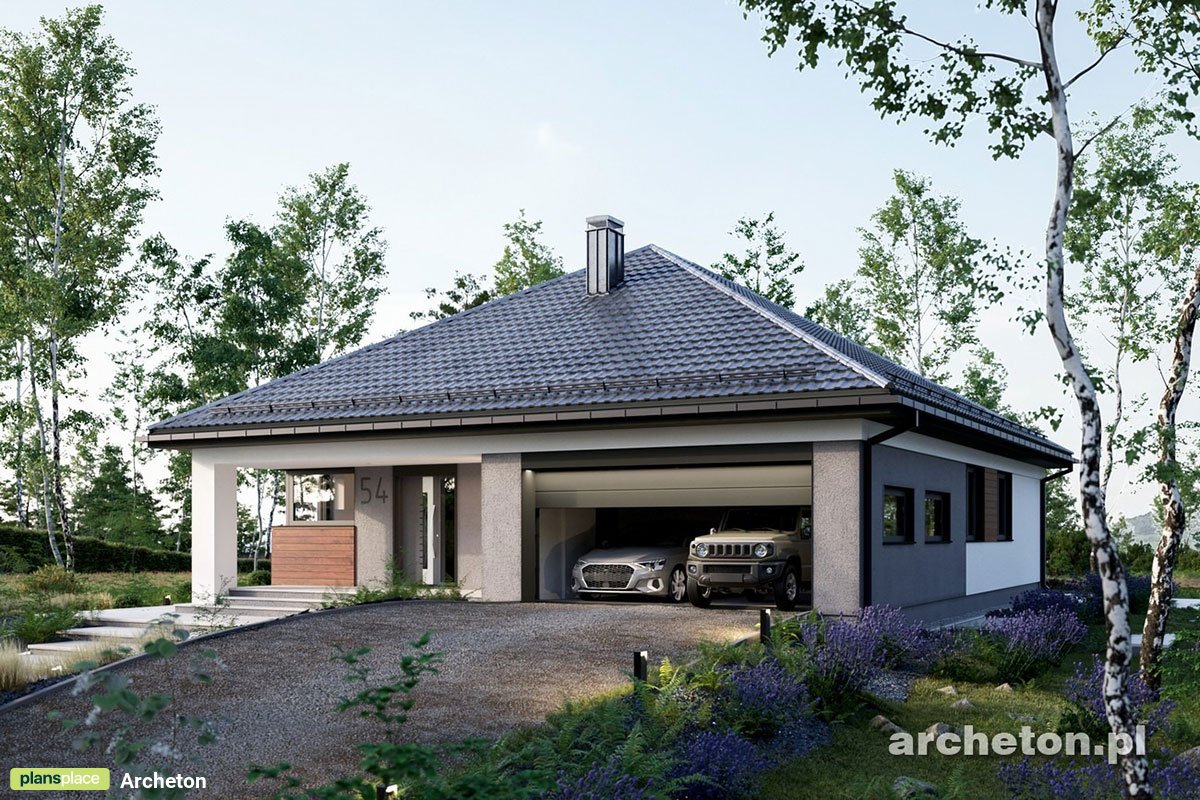 Vienstāva mājas projekts 138 m²: 3 Guļamistabas, Darba istaba, 2 Vannasistabas, Atvērta virtuve, Garāža