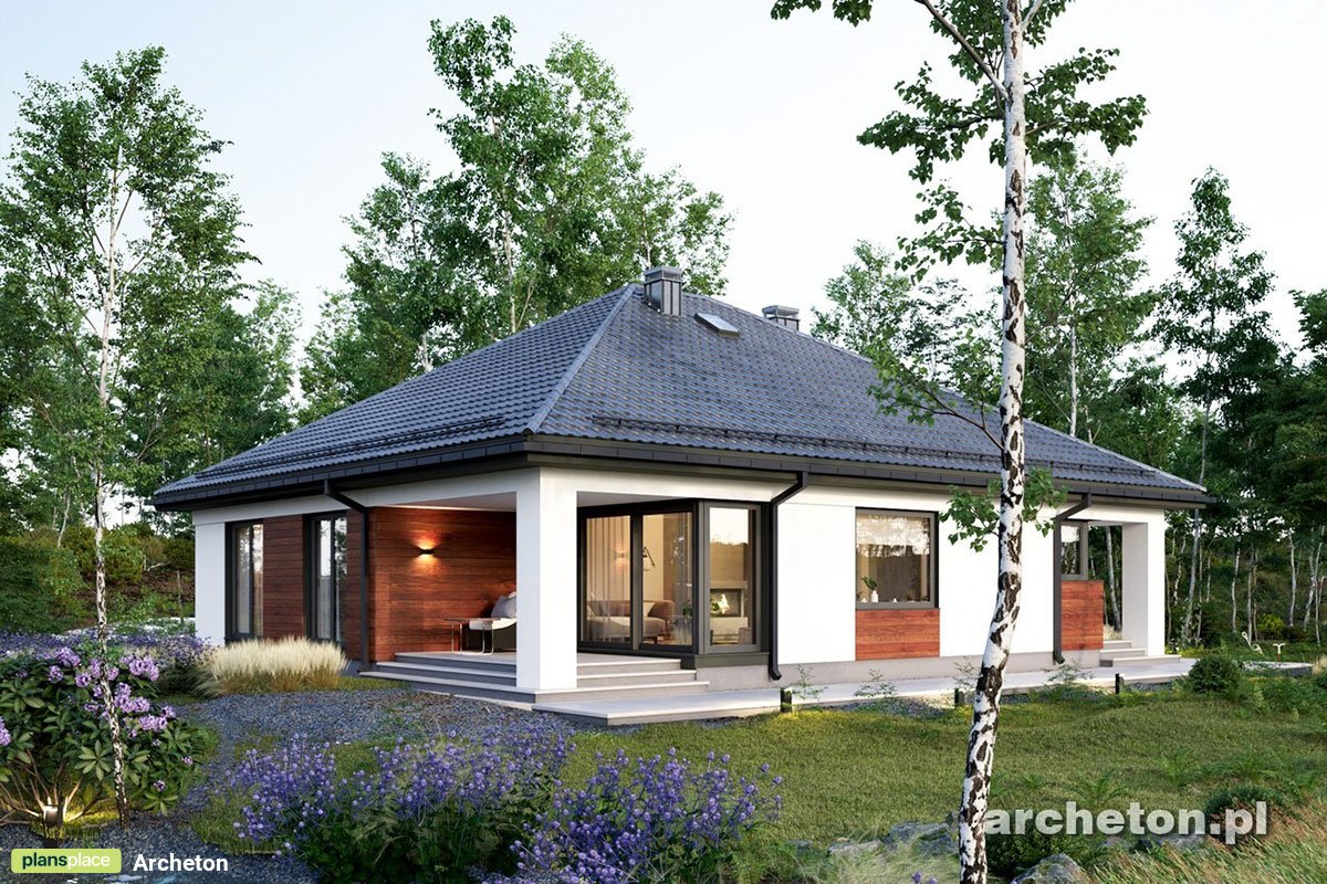 Vienstāva mājas projekts 138 m²: 3 Guļamistabas, Darba istaba, 2 Vannasistabas, Atvērta virtuve, Garāža
