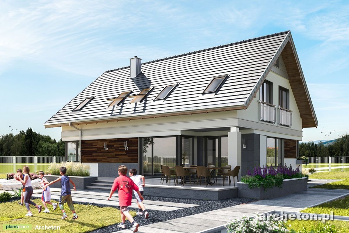 L-Shaped House Plan with Fireplace and Master Bedroom Upstairs