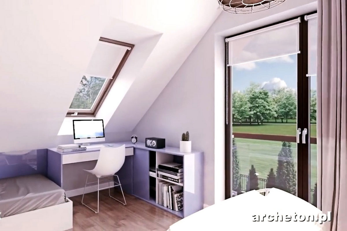 L-Shaped House Plan with Fireplace and Master Bedroom Upstairs