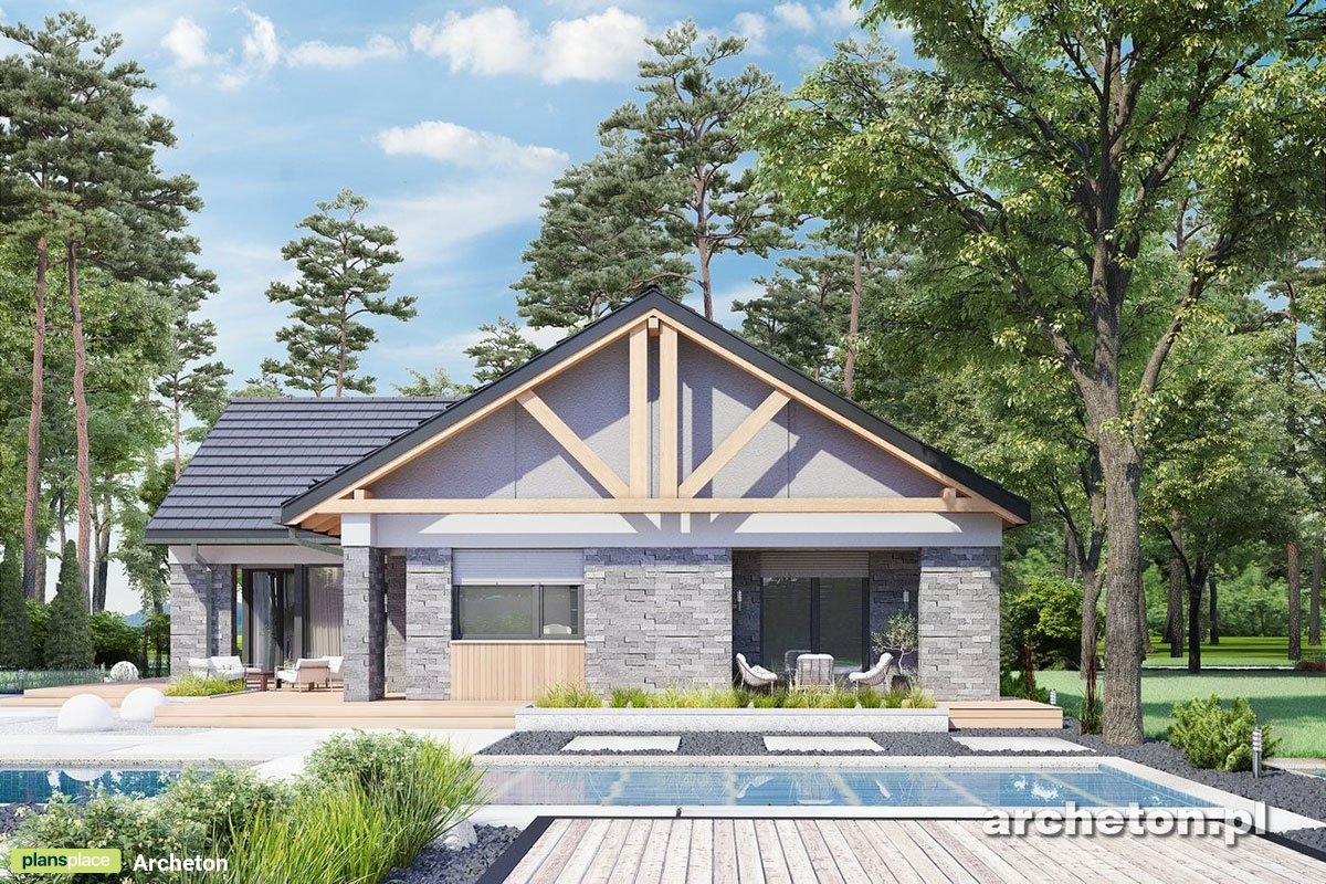 Vienstāva mājas projekts 170 m²: 3 Guļamistabas, Darba istaba, 2 Vannasistabas, Atvērta virtuve, Garāža