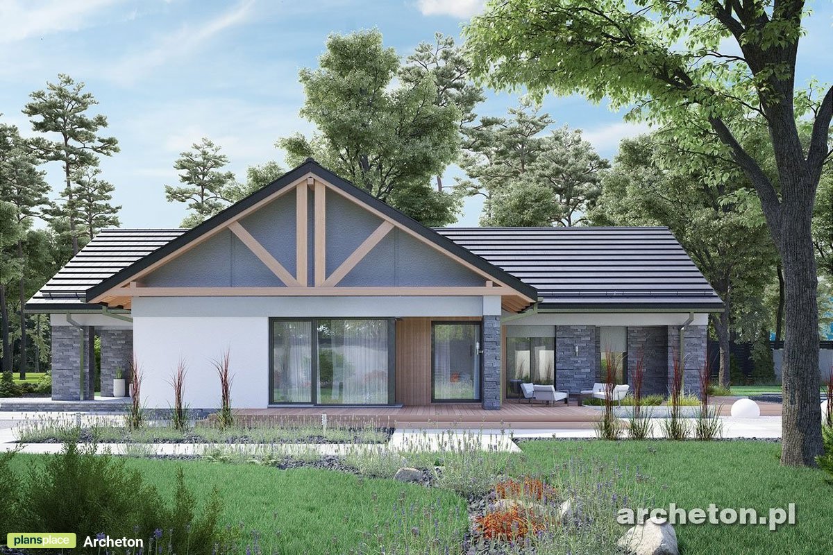 Vienstāva mājas projekts 170 m²: 3 Guļamistabas, Darba istaba, 2 Vannasistabas, Atvērta virtuve, Garāža