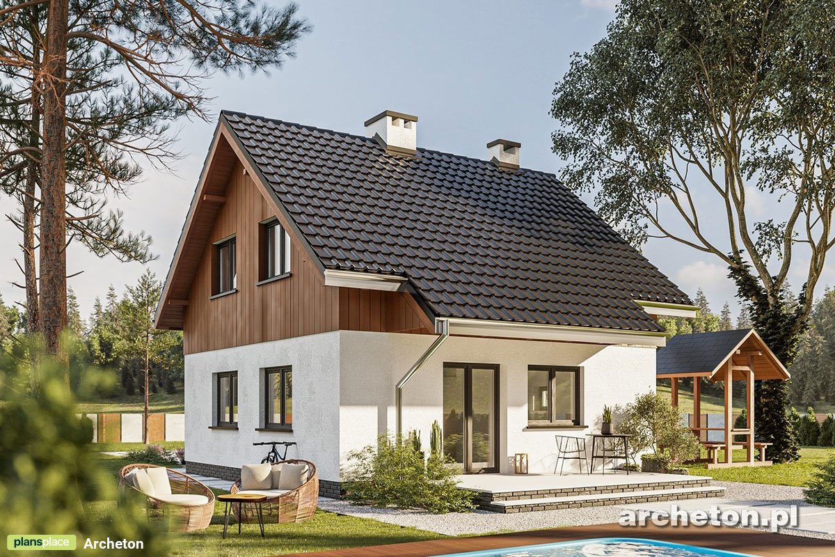 Mājas projekts ar mansardu 89 m²: 2 Guļamistabas, 2 Vannasistabas, bez Garāžas