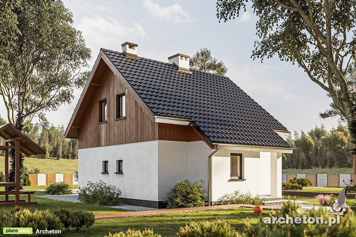 Mājas projekts ar mansardu 89 m²: 2 Guļamistabas, 2 Vannasistabas, bez Garāžas