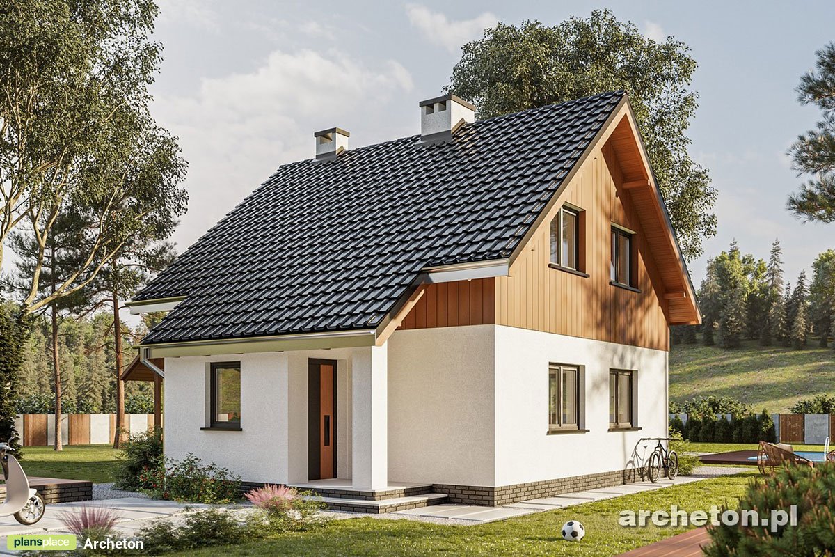 Mājas projekts ar mansardu 89 m²: 2 Guļamistabas, 2 Vannasistabas, bez Garāžas