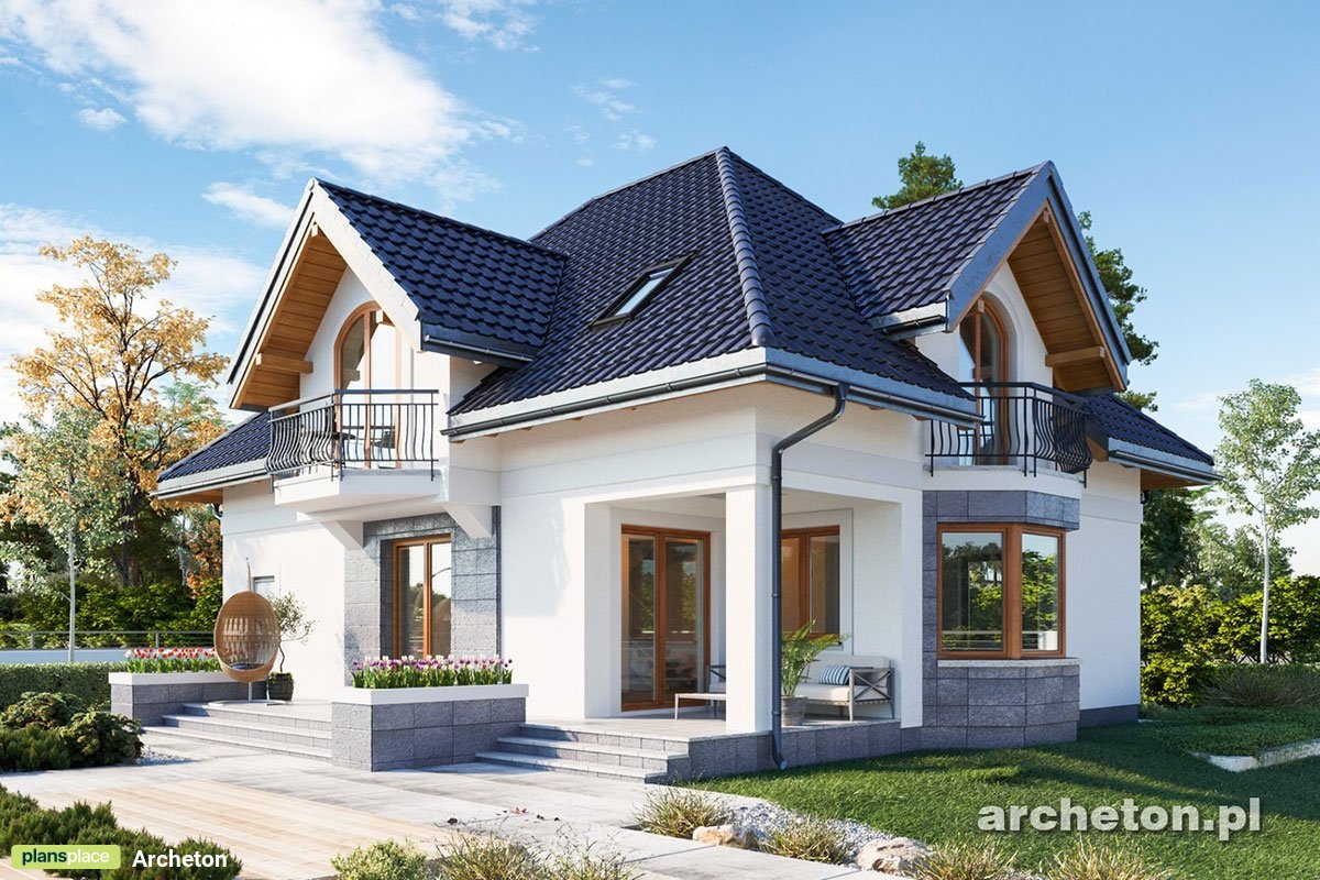 Mājas projekts ar mansardu 195 m²: 4 Guļamistabas, 3 Vannasistabas, Atvērta virtuve, Garāža