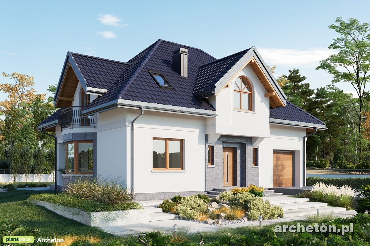 Mājas projekts ar mansardu 195 m²: 4 Guļamistabas, 3 Vannasistabas, Atvērta virtuve, Garāža