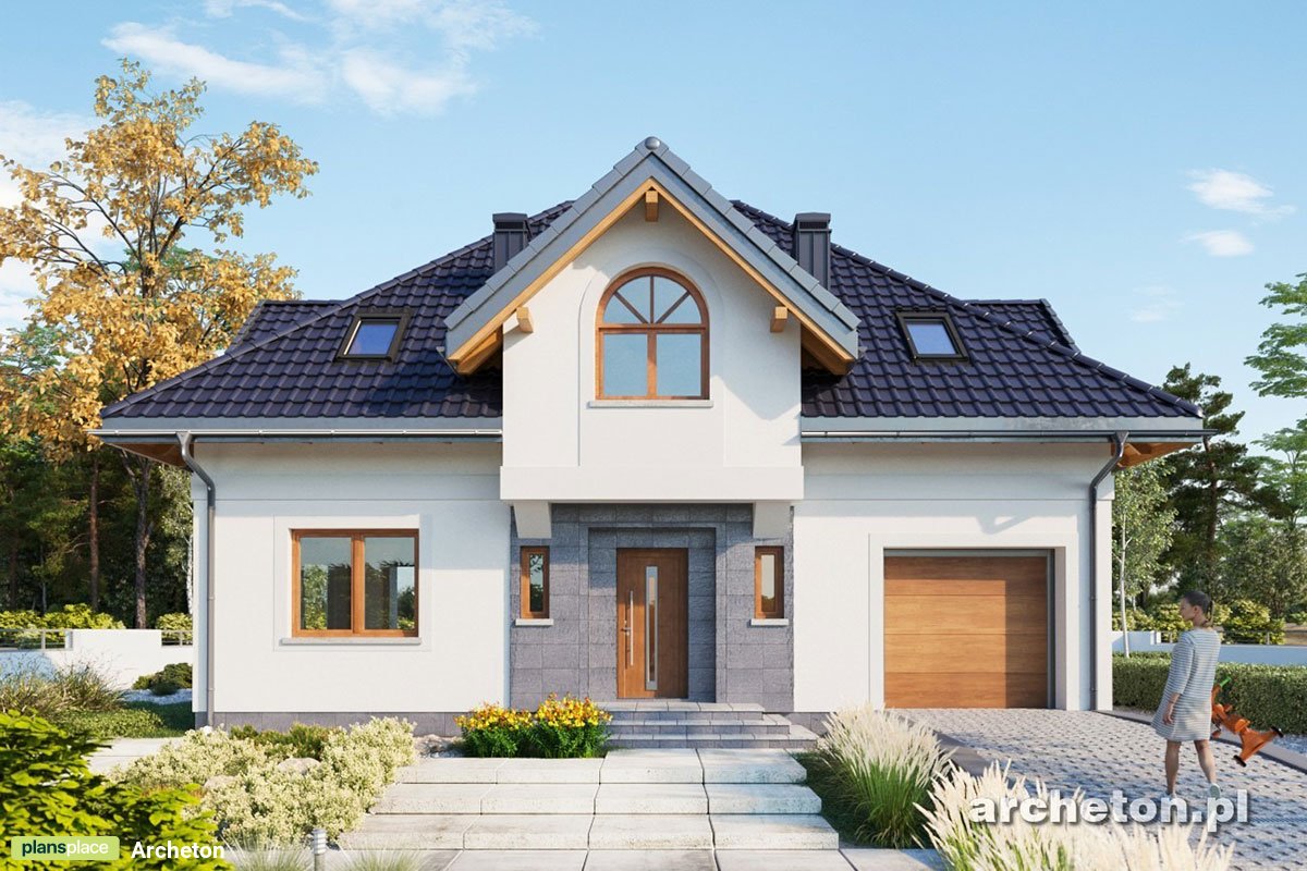 Gambrel Roof  House Plan with 1-Car Garage and 4 Bedrooms