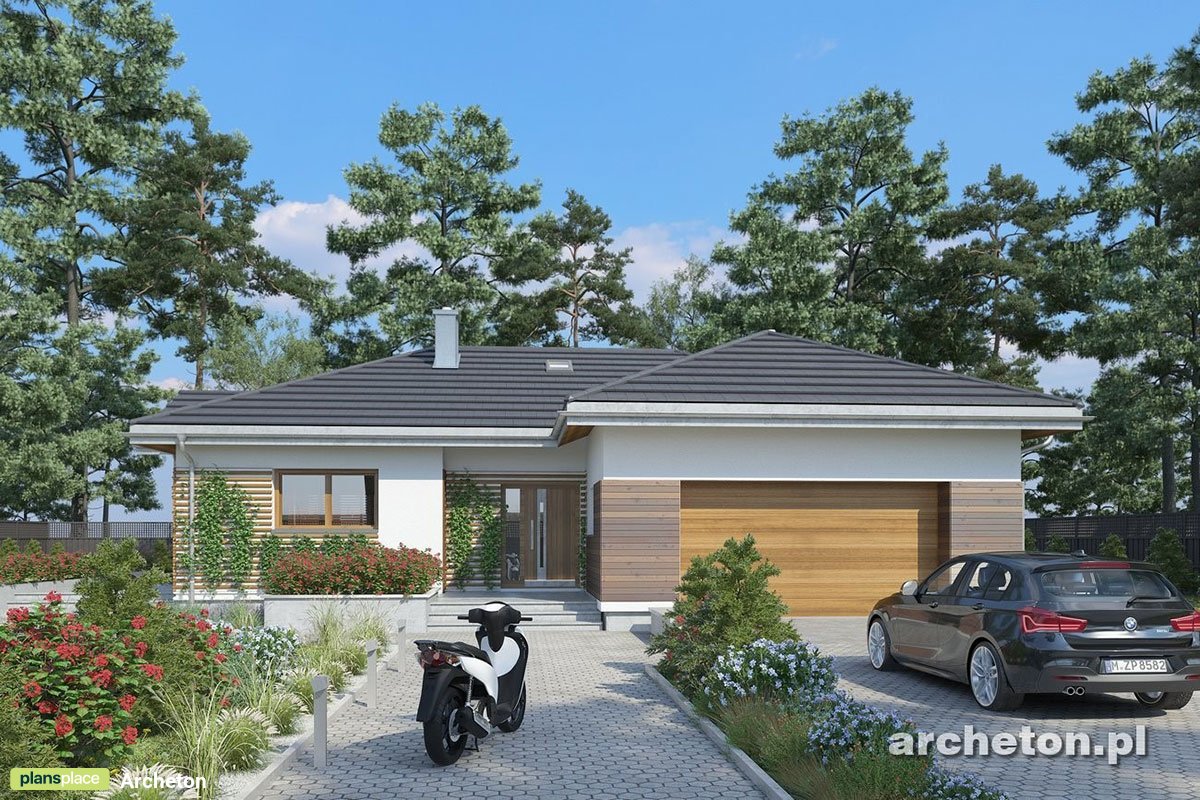 Vienstāva mājas projekts 168 m²: 3 Guļamistabas, 3 Vannasistabas, Atvērta virtuve, Garāža