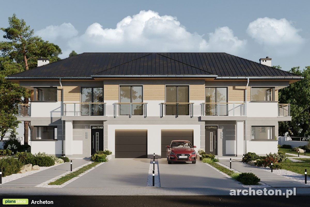 Traditional Duplex Plan with 1400 Sq Ft and Garage Per Unit