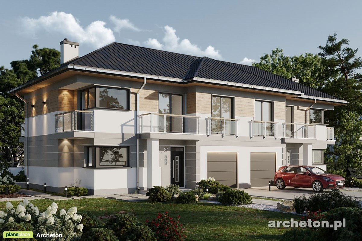 Divstāvu mājas projekts 148 m²: 3 Guļamistabas, Darba istaba, 2 Vannasistabas, Atvērta virtuve, Garāža