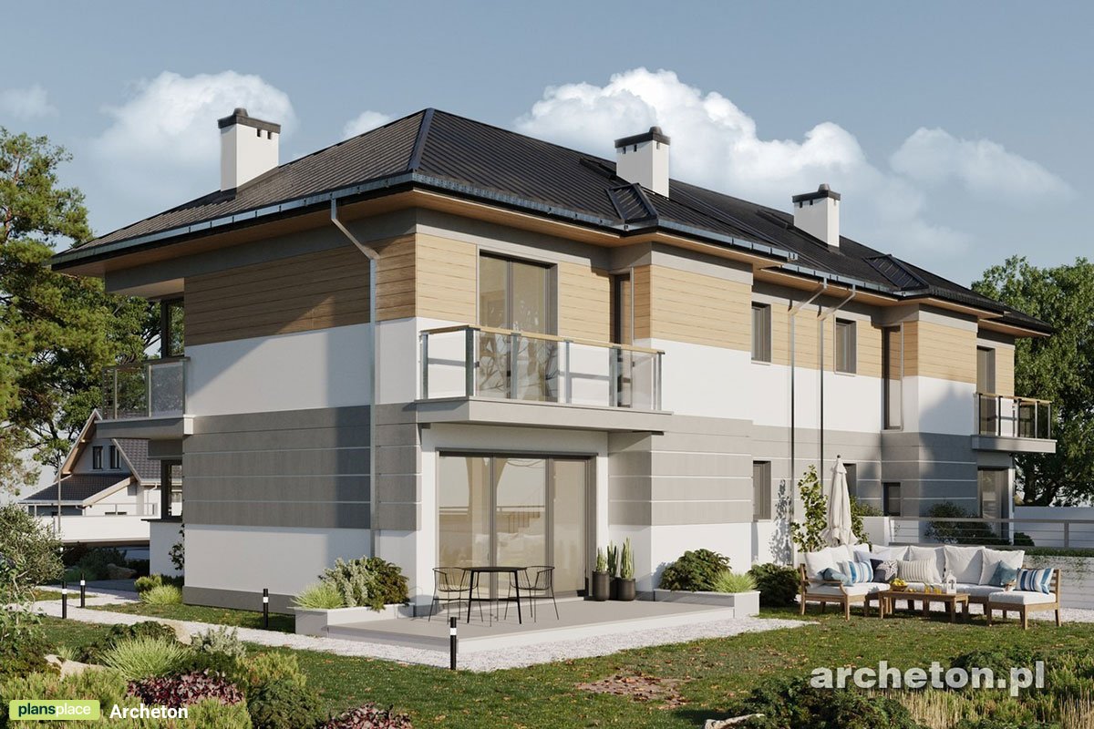 Traditional Duplex Plan with 1400 Sq Ft and Garage Per Unit