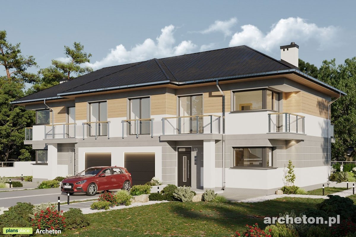 Traditional Duplex Plan with 1400 Sq Ft and Garage Per Unit