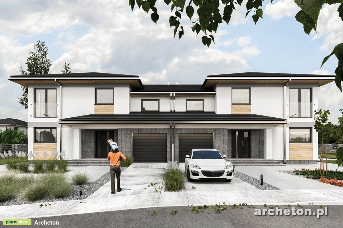 Divstāvu mājas projekts 162 m²: 3 Guļamistabas, Darba istaba, 3 Vannasistabas, Atvērta virtuve, Garāža