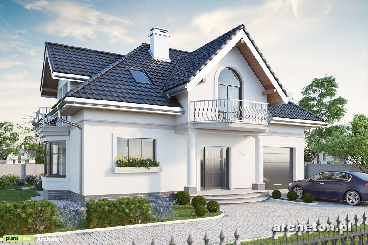 Mājas projekts ar mansardu 191 m²: 5 Guļamistabas, Darba istaba, 2 Vannasistabas, Garāža