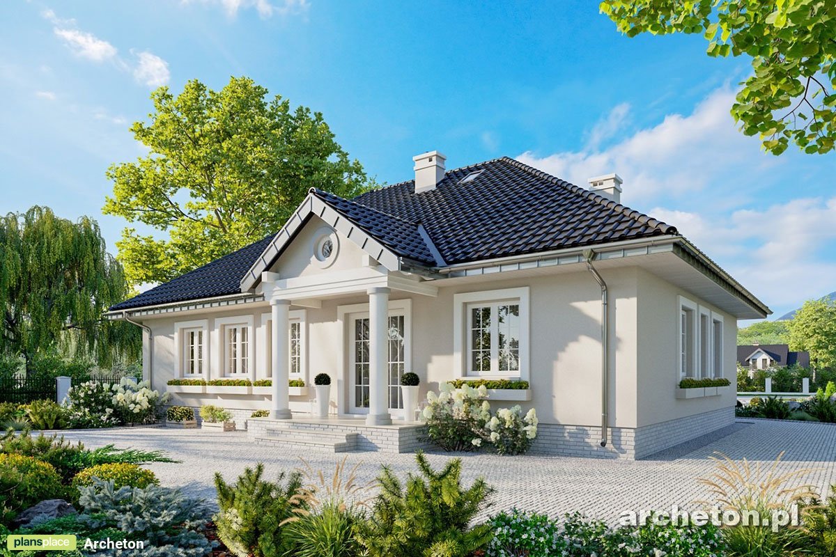 Vienstāva mājas projekts 135 m²: 3 Guļamistabas, Darba istaba, 2 Vannasistabas, bez Garāžas