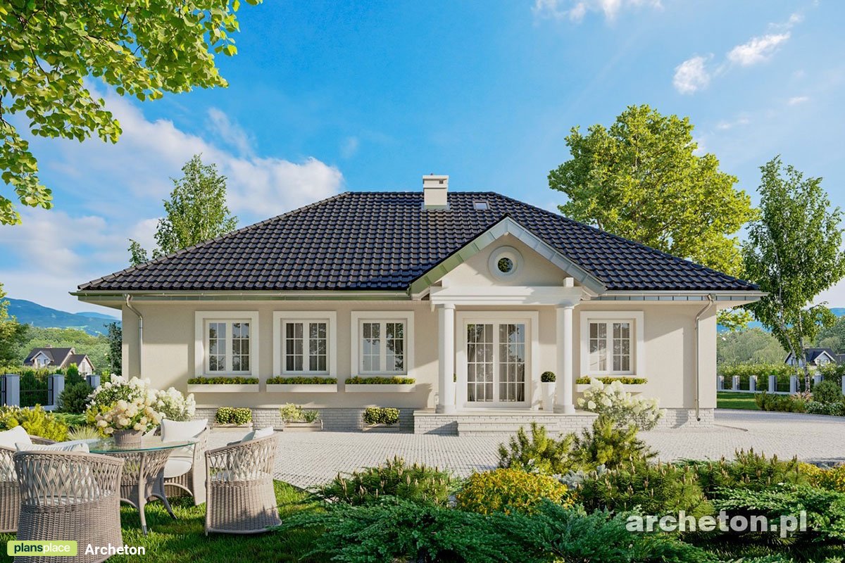 Vienstāva mājas projekts 135 m²: 3 Guļamistabas, Darba istaba, 2 Vannasistabas, bez Garāžas