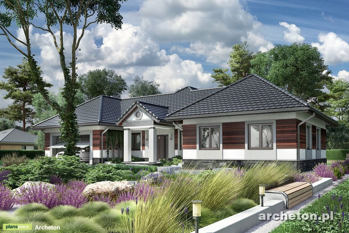 Vienstāva mājas projekts 185 m²: 3 Guļamistabas, Darba istaba, 2 Vannasistabas, Atvērta virtuve, Garāža