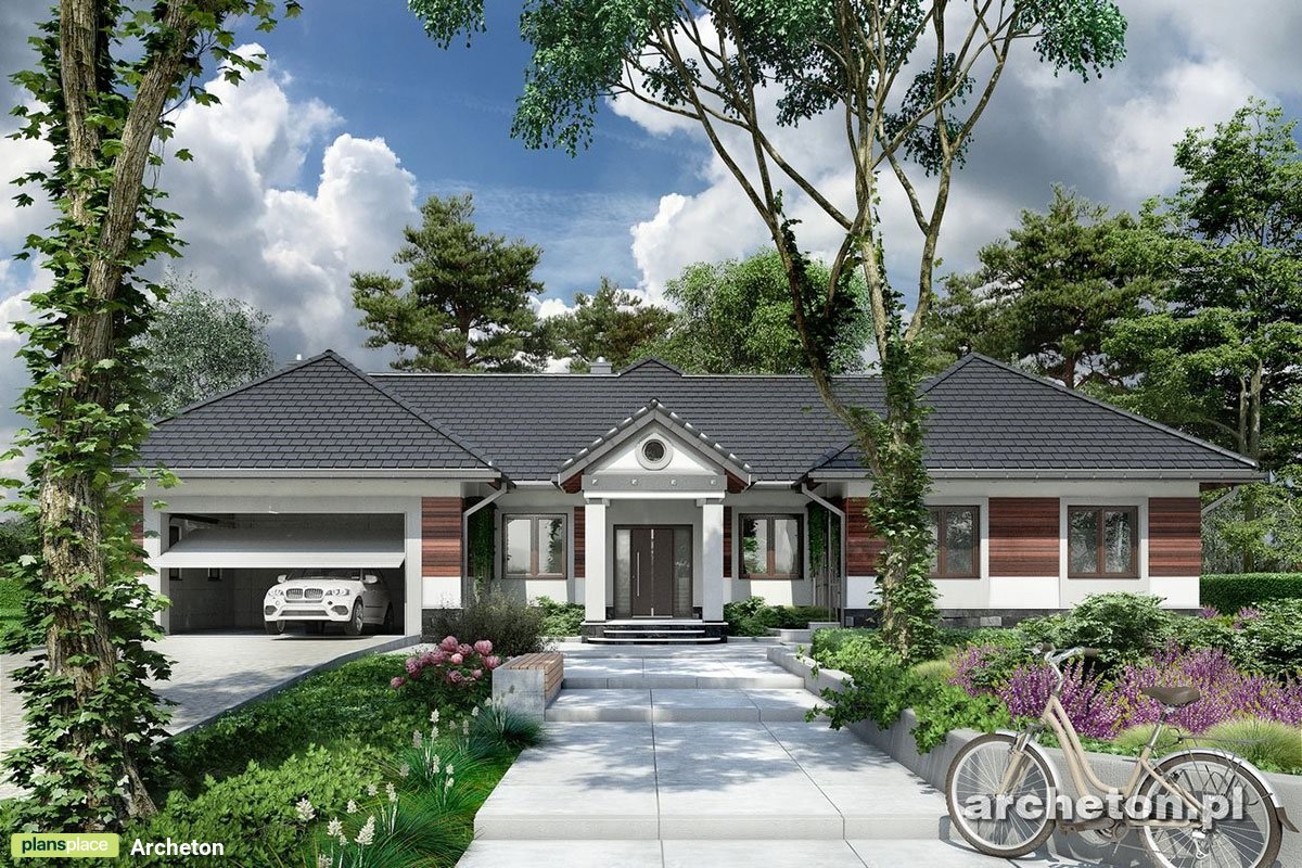 Vienstāva mājas projekts 185 m²: 3 Guļamistabas, Darba istaba, 2 Vannasistabas, Atvērta virtuve, Garāža
