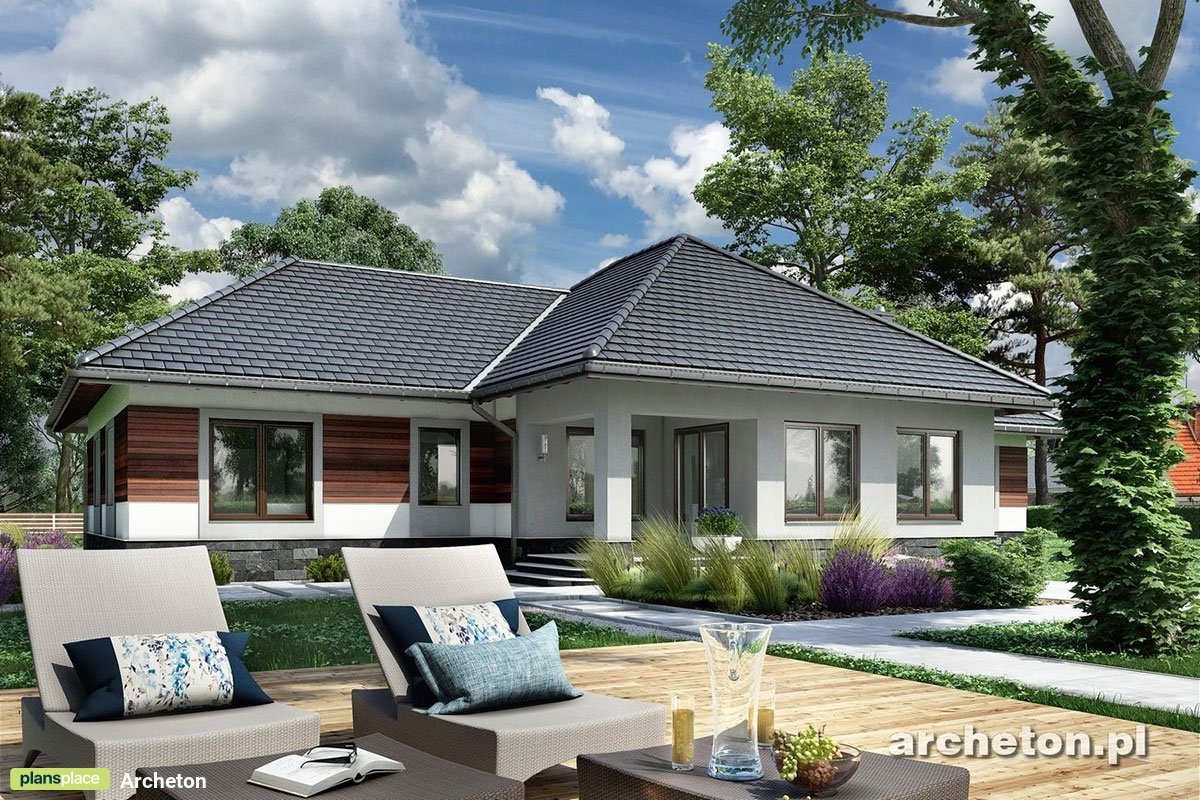 Vienstāva mājas projekts 185 m²: 3 Guļamistabas, Darba istaba, 2 Vannasistabas, Atvērta virtuve, Garāža