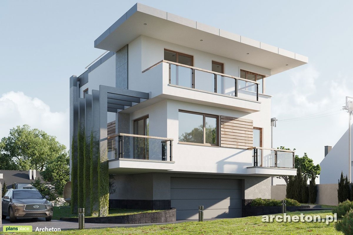 Divstāvu mājas projekts + pagrabu 202 m²: 3 Guļamistabas, Darba istaba, 3 Vannasistabas, Atvērta virtuve, Garāža