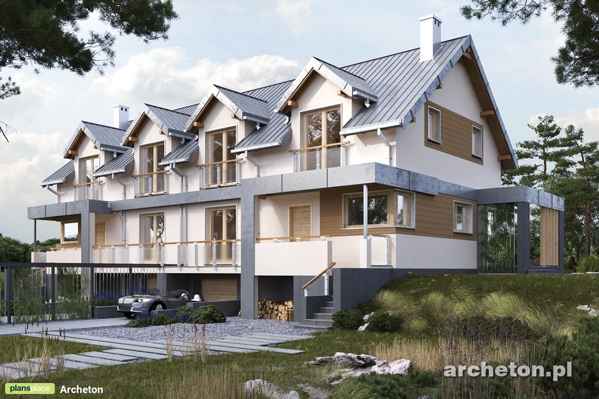 Mājas projekts ar mansardu + pagrabu 210 m²: 5 Guļamistabas, 2 Vannasistabas, Atvērta virtuve, Garāža