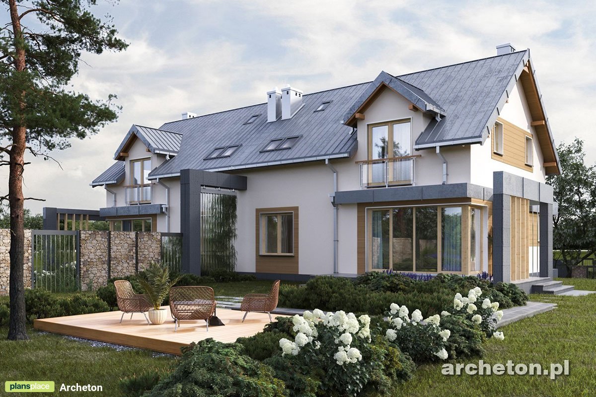 Mājas projekts ar mansardu + pagrabu 210 m²: 5 Guļamistabas, 2 Vannasistabas, Atvērta virtuve, Garāža