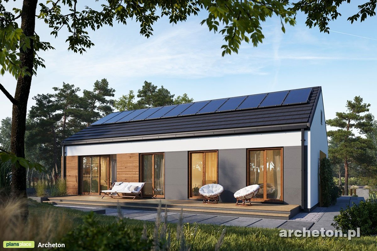 Vienstāva mājas projekts 103 m²: 3 Guļamistabas, Darba istaba, 2 Vannasistabas, Atvērta virtuve, bez Garāžas