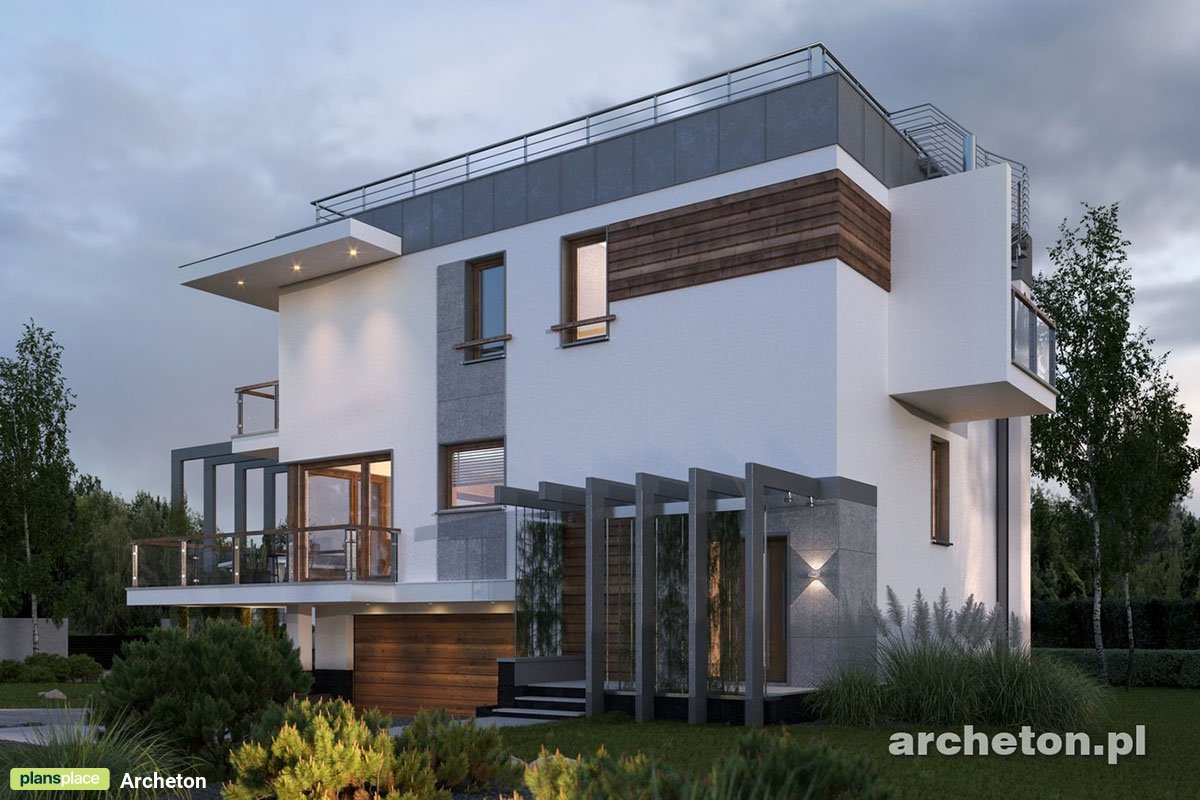 1600 Sq Ft Flat Roof House Plan with Basement Garage