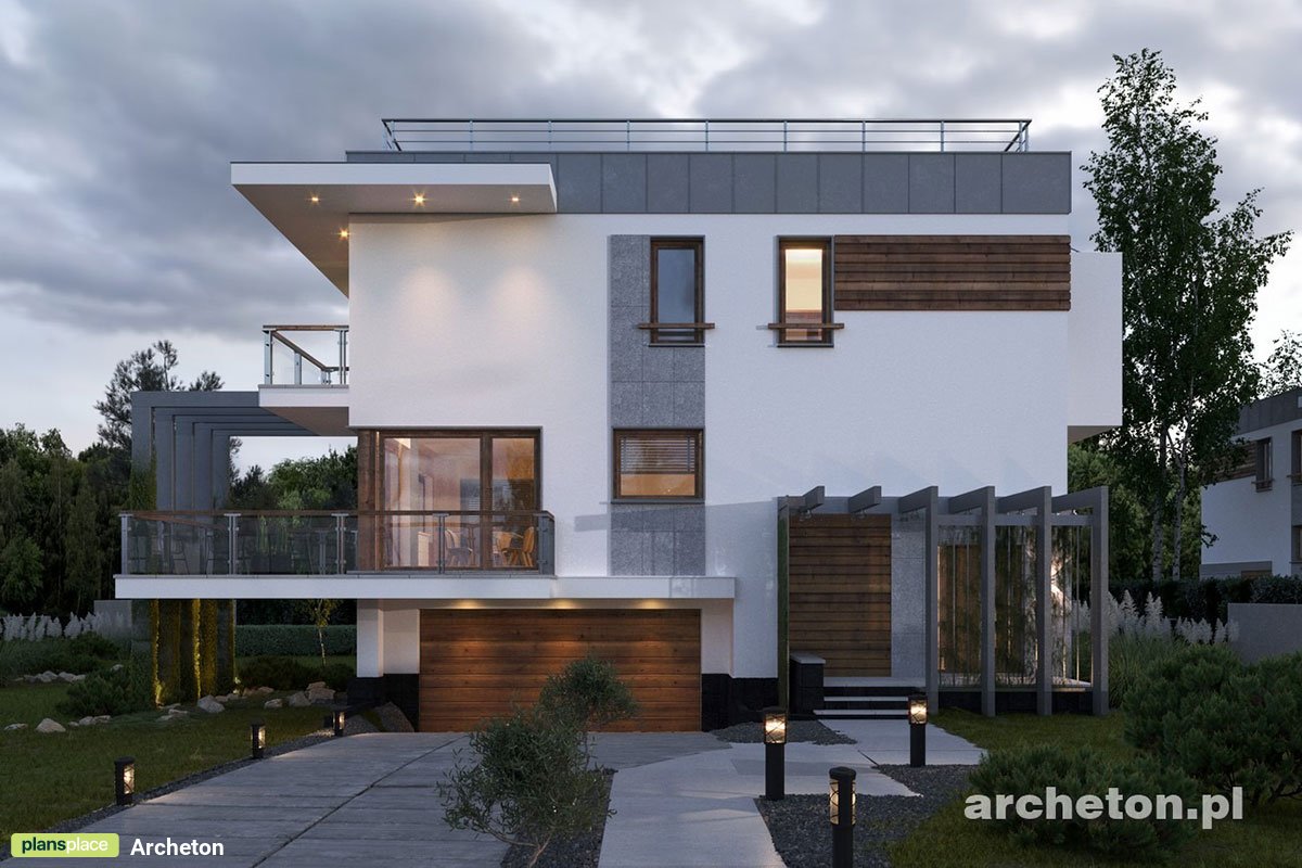 1600 Sq Ft Flat Roof House Plan with Basement Garage