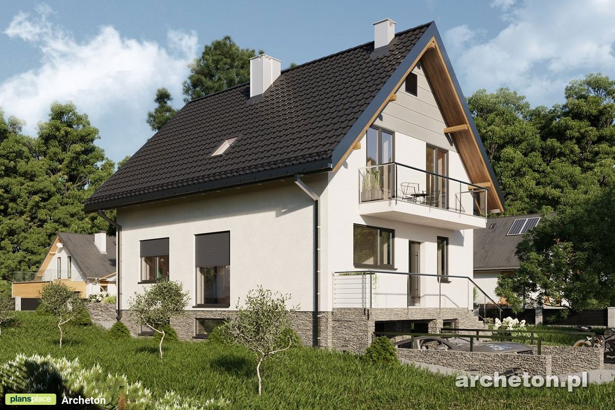 Mājas projekts ar mansardu + pagrabu 193 m²: 4 Guļamistabas, 2 Vannasistabas, Atvērta virtuve, Garāža